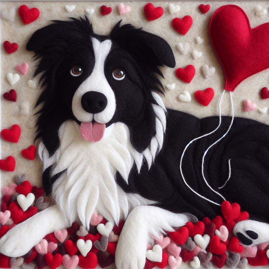 Felt Border Collie Birthday Card