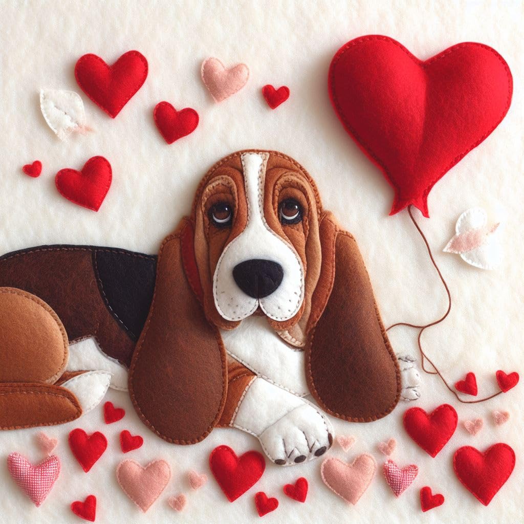 Basset Hound Felt Card