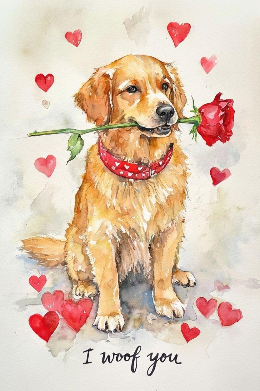 Golden Retriever Valentine Card