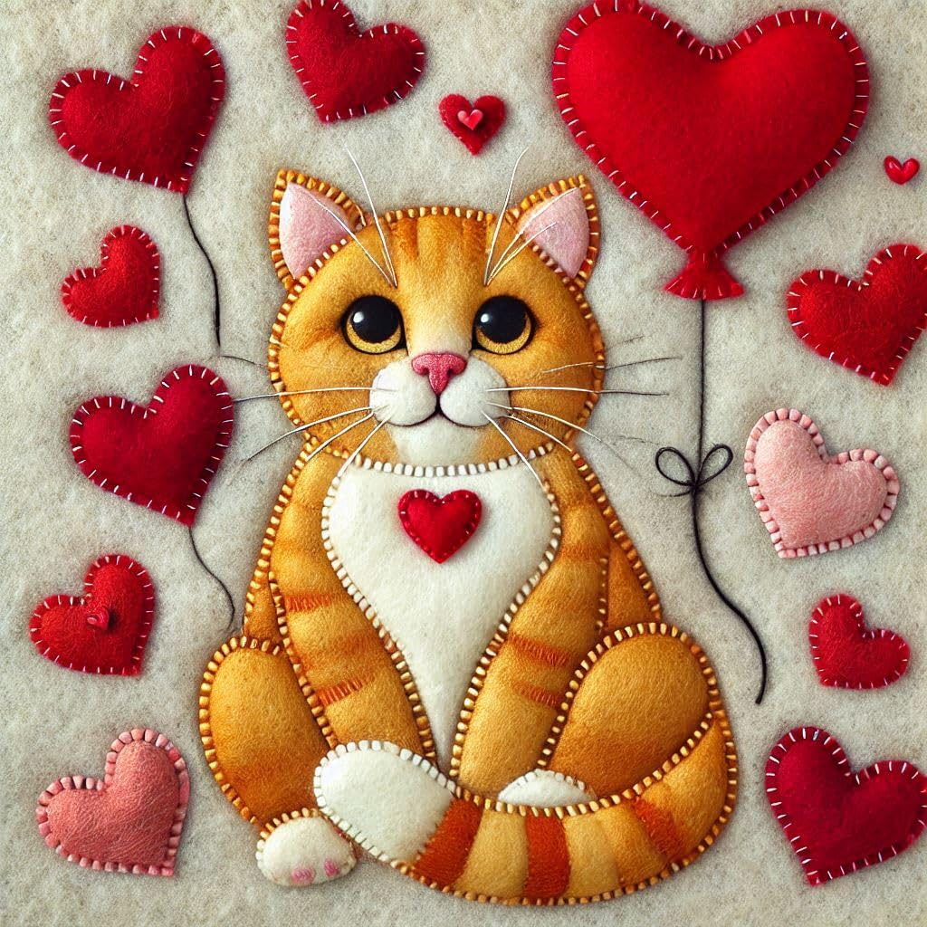 Ginger Cat Felt Card
