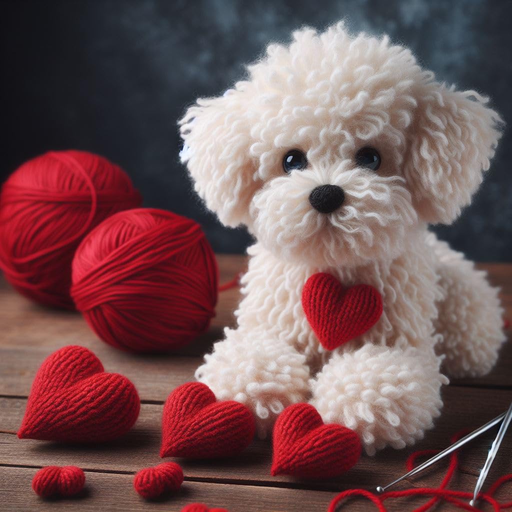 Knitted Bichon Frise Card