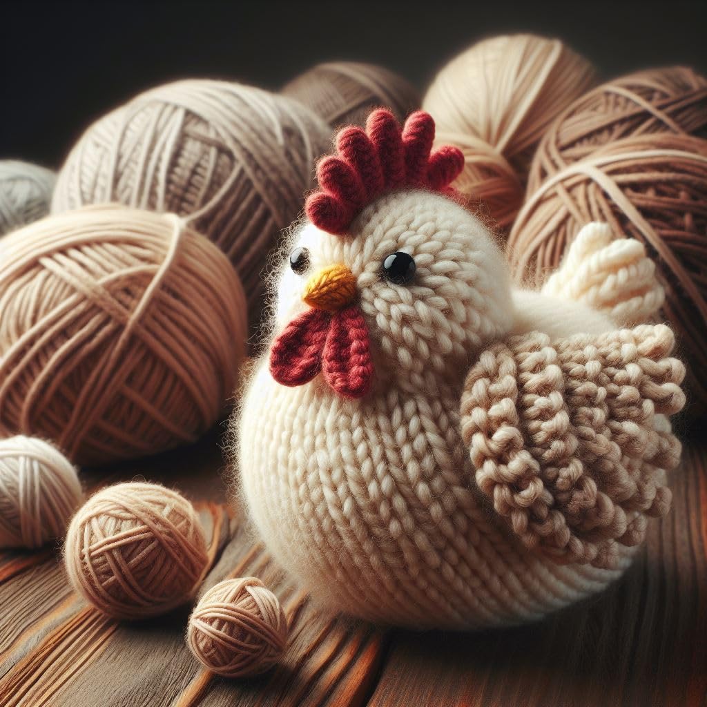 Knitted Chicken Blank Card
