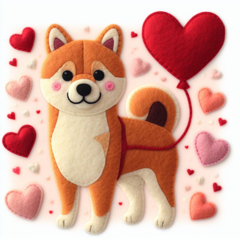 Shiba Inu Felt Birthday Card