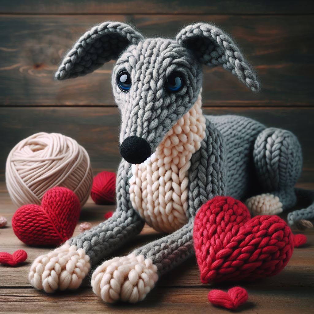Knitted Greyhound Card