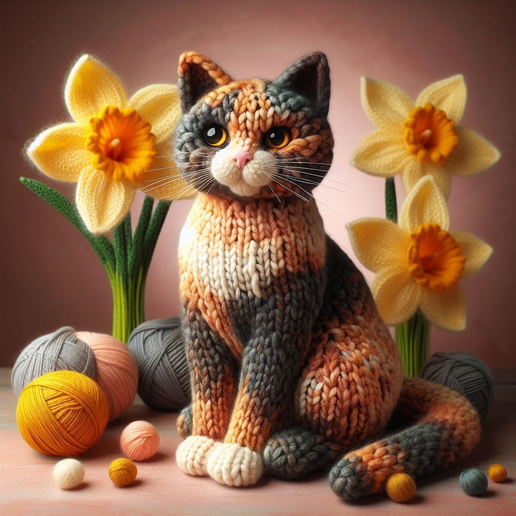 Calico Cat Daffodil Card