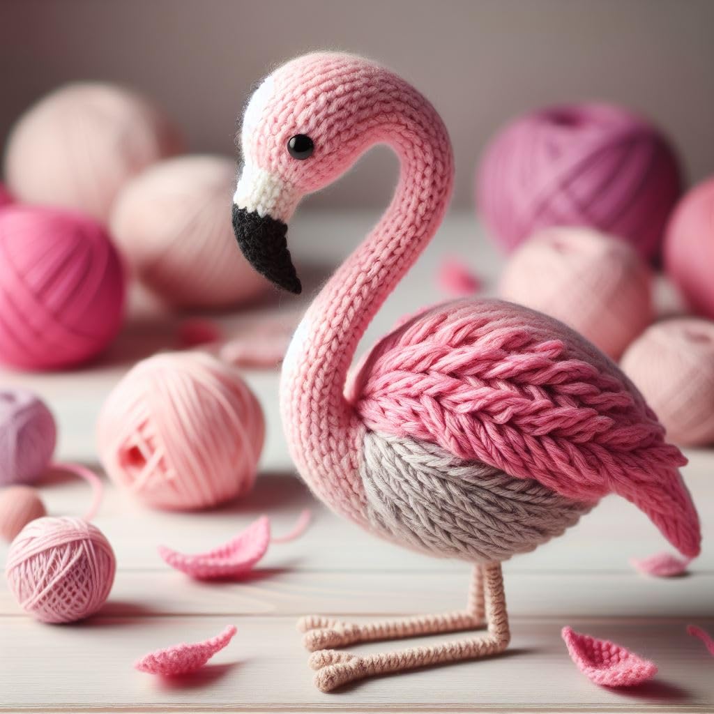 Knitted Flamingo Blank Card