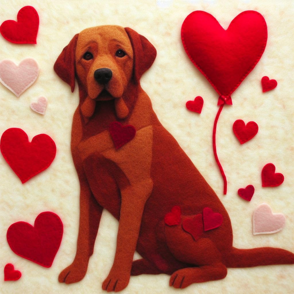 Fox Red Lab Felt Birthday Card