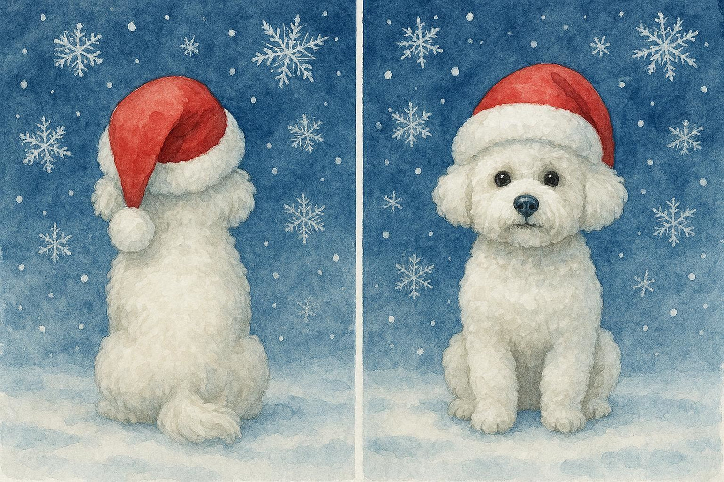 Front and back of Bichon Frise Christmas card