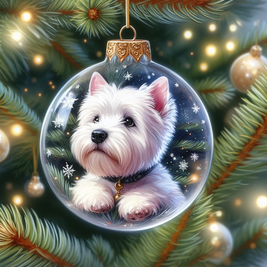 Pack of 5 Luxury Westie Christmas Cards