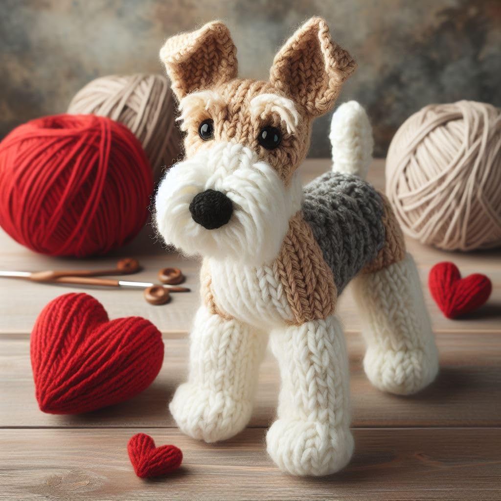 Knitted Fox Terrier Card