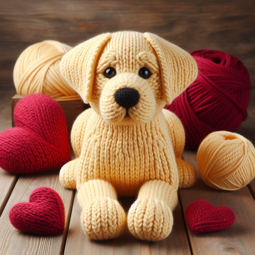 Knitted Labrador Valentine Card