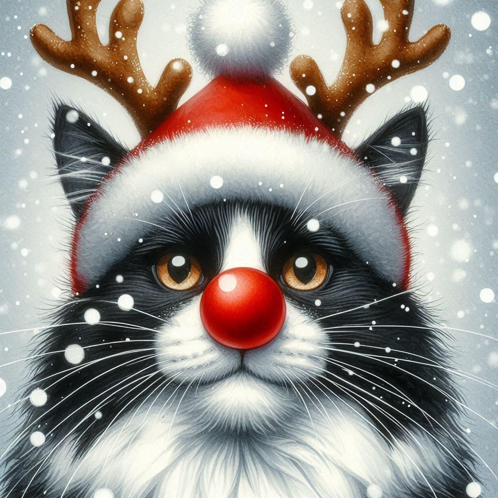 Black and White Cat Christmas Cards