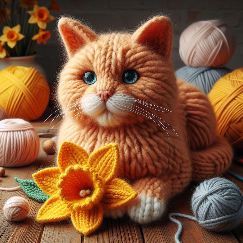 Ginger Cat Daffodil Card