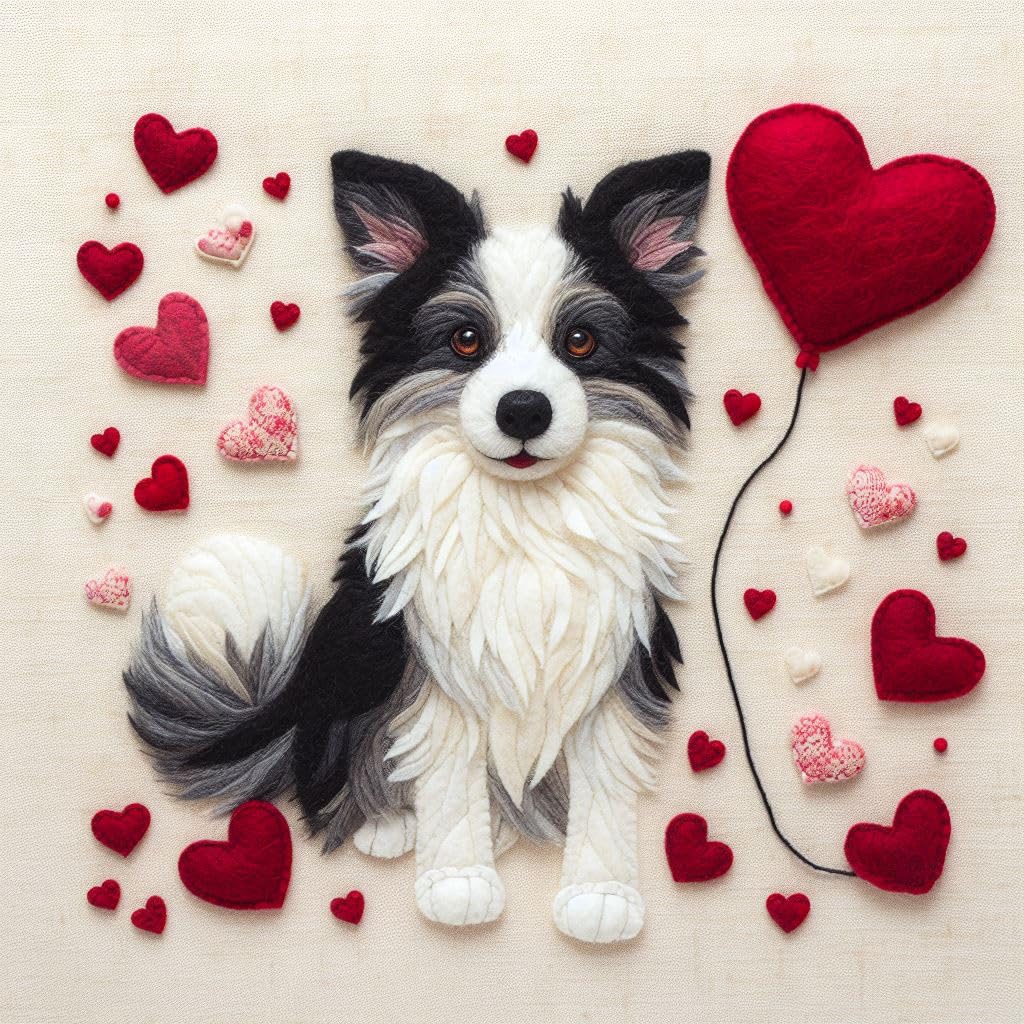 Felt Border Collie Card