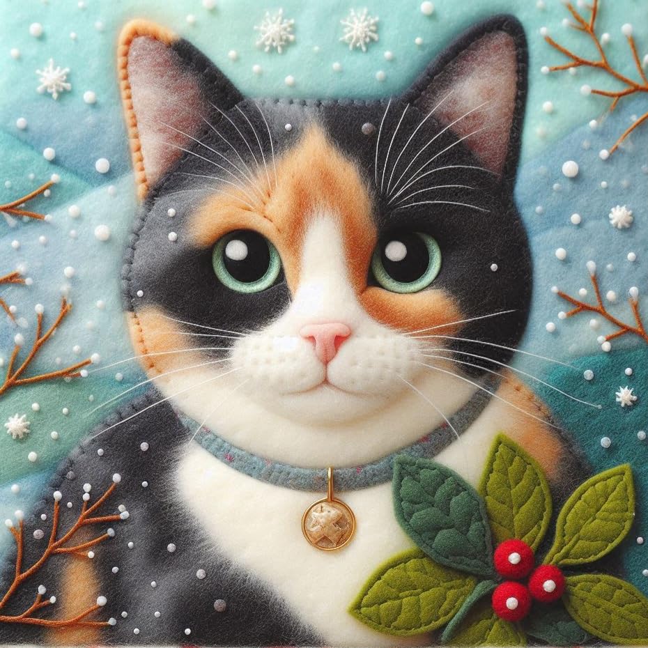 Tortoiseshell Cat Christmas Card