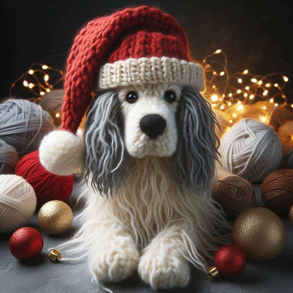 Knitted Dog Christmas Card