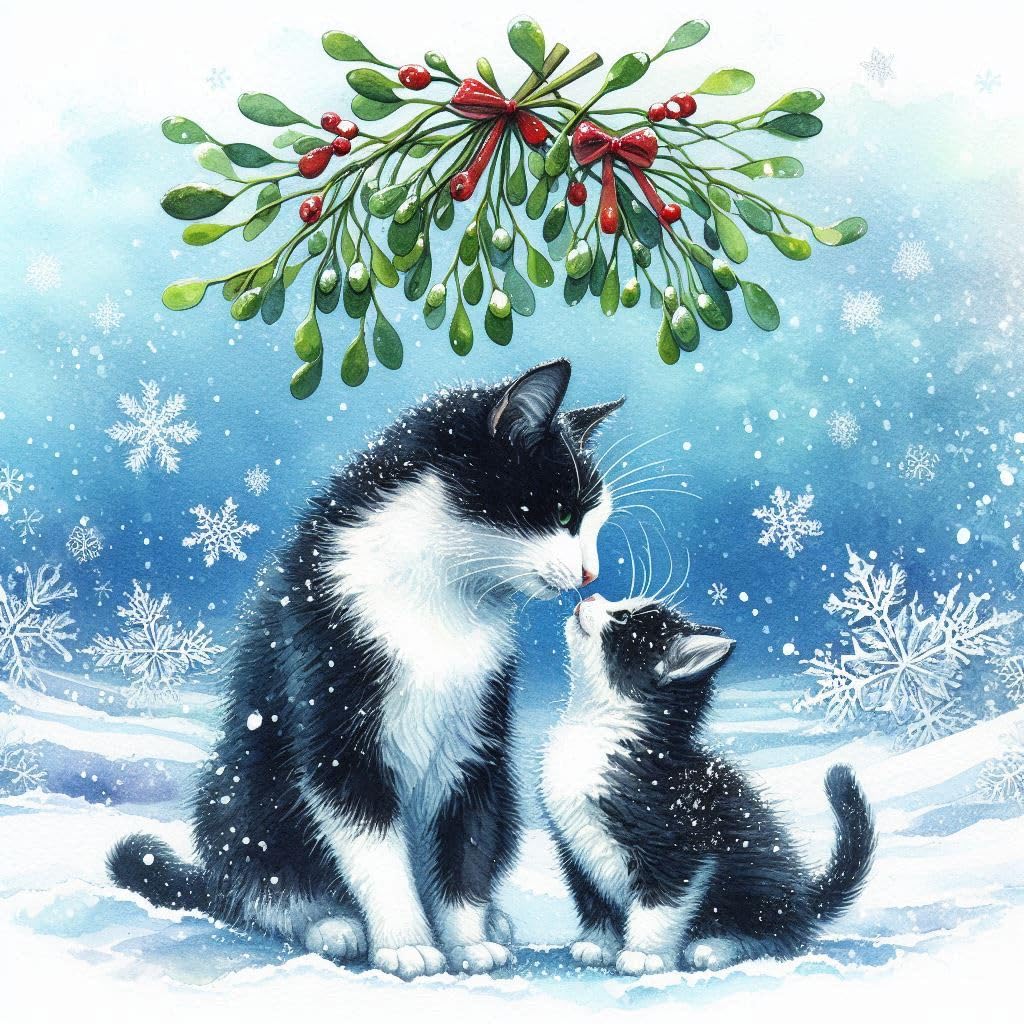 Black and White Cat Christmas Cards