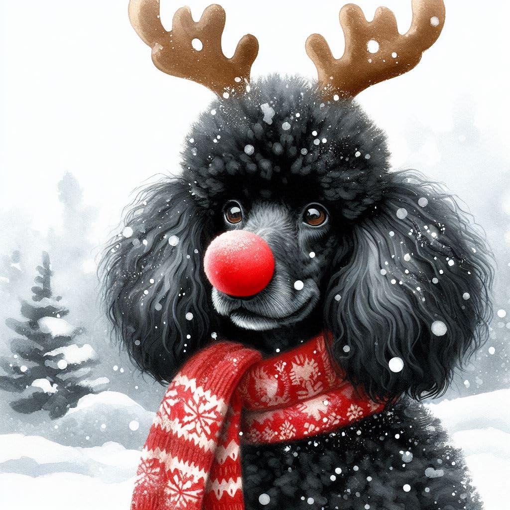 Black Poodle Christmas Card