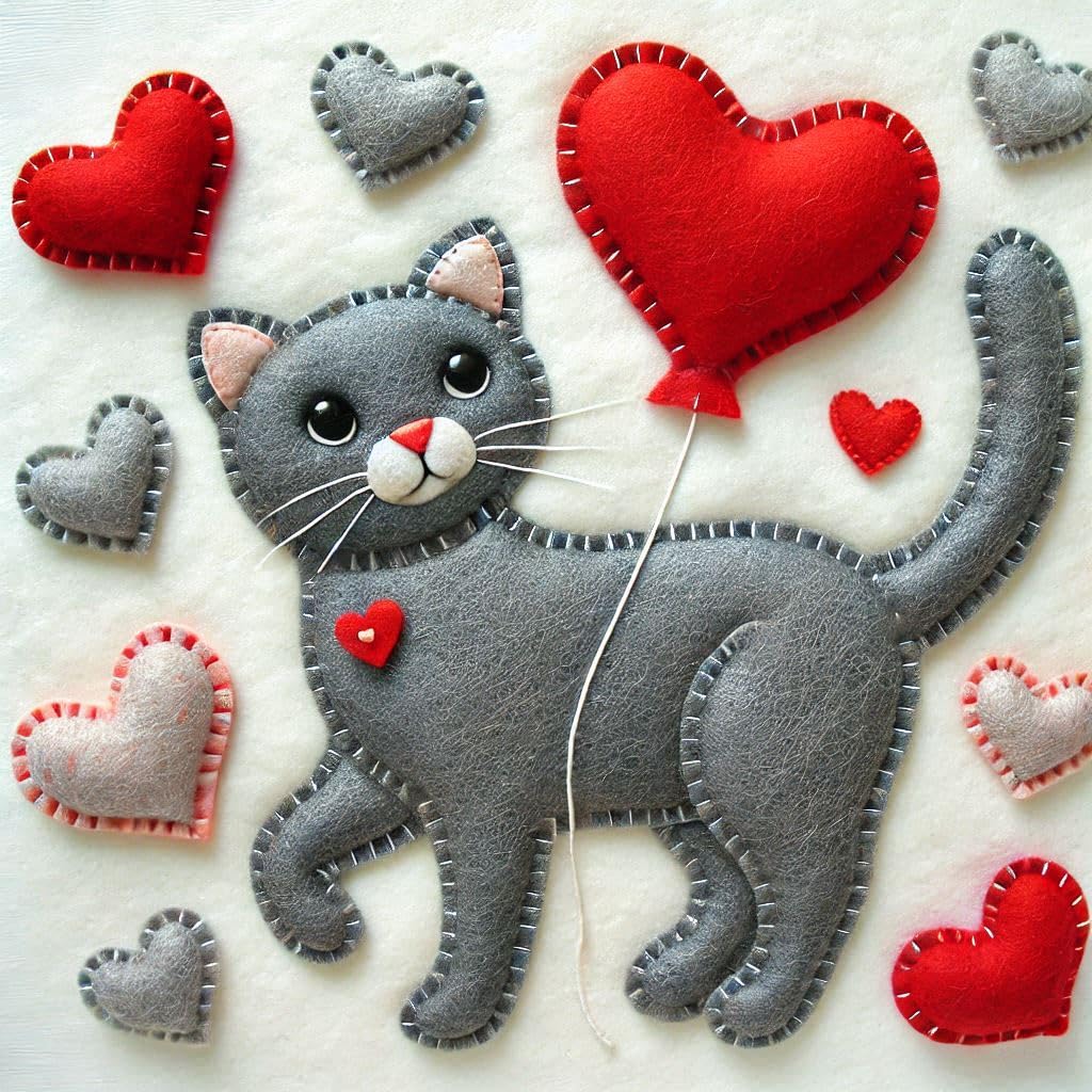 Grey Cat Felt Card