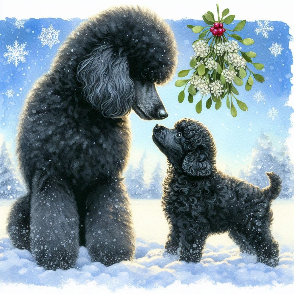 Black Poodle Christmas Card