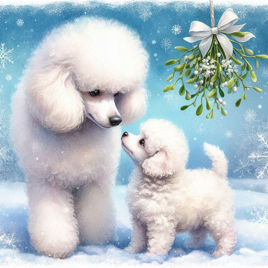 White Poodle Christmas Card