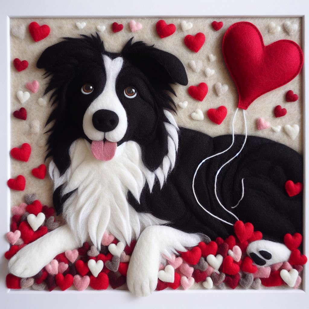 Felt Border Collie Birthday Card