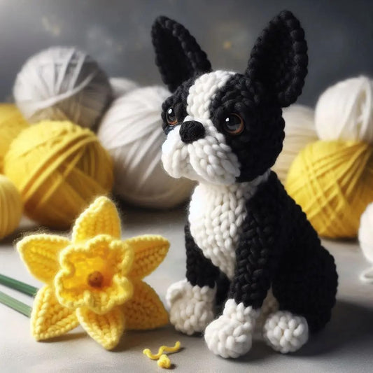 Boston Terrier Daffodil Card