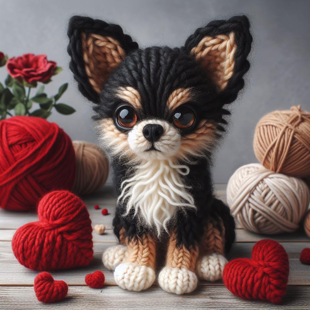 Black Chihuahua Knitted Card