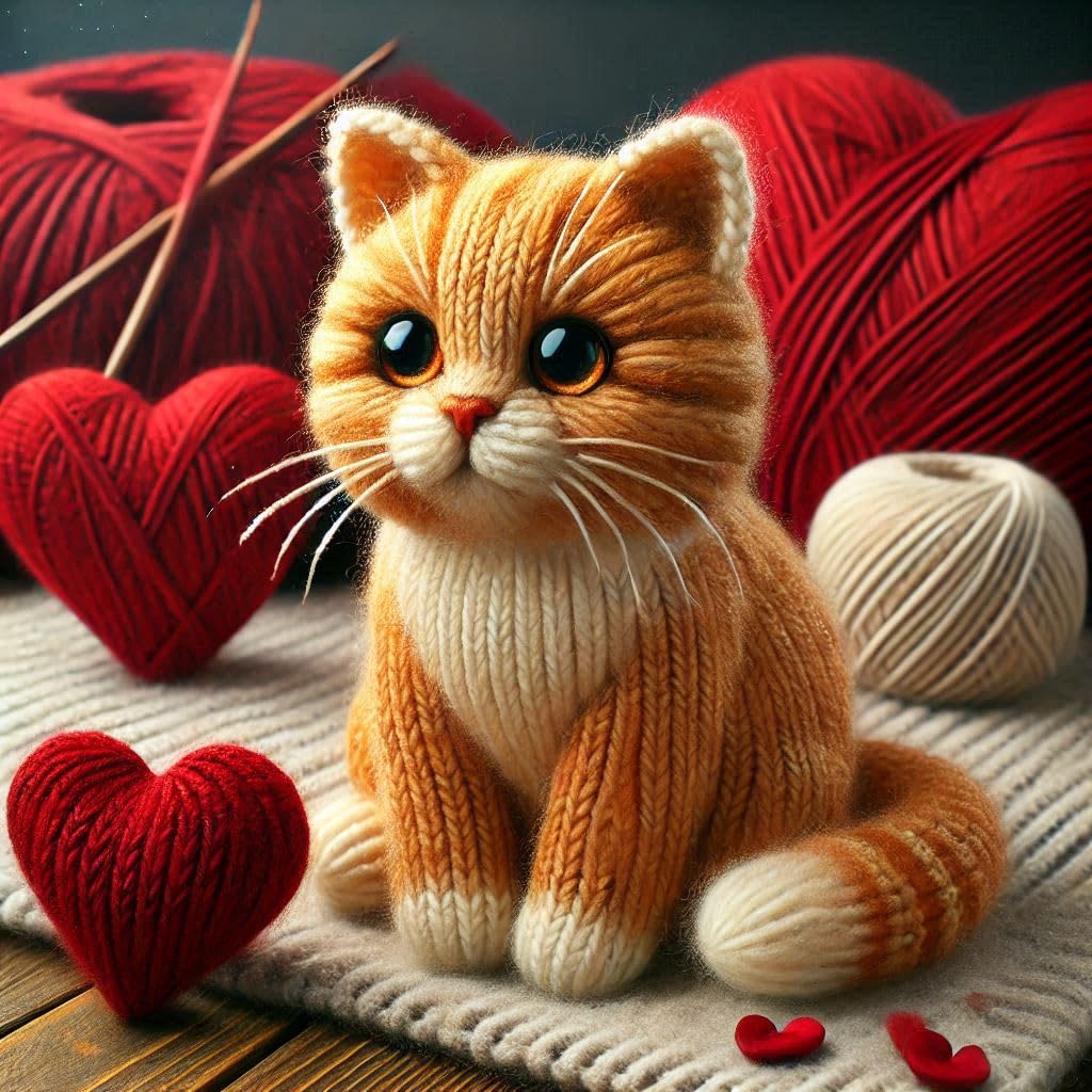Ginger Cat Knitted Card