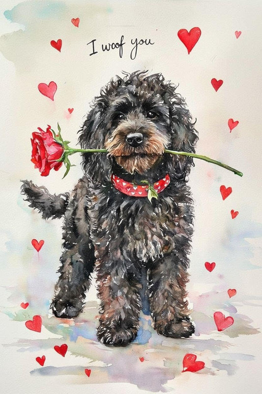 Black Cockapoo Valentine Card