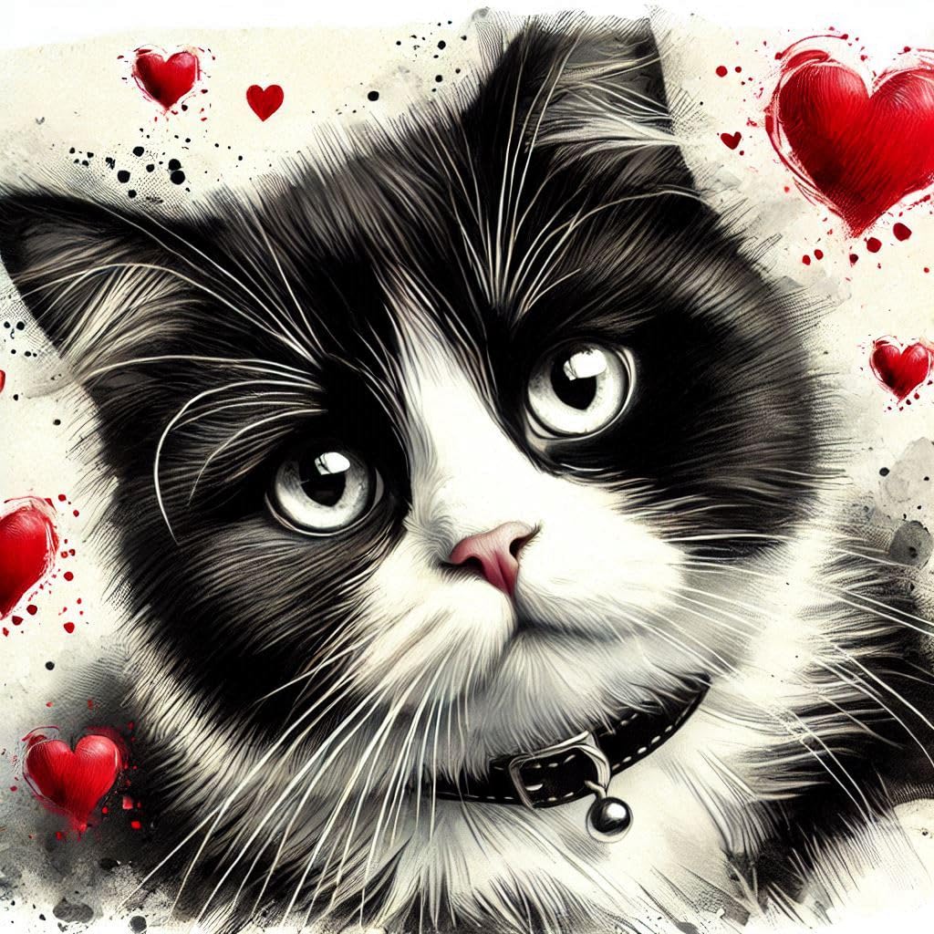 Black and White Cat Greeting Card