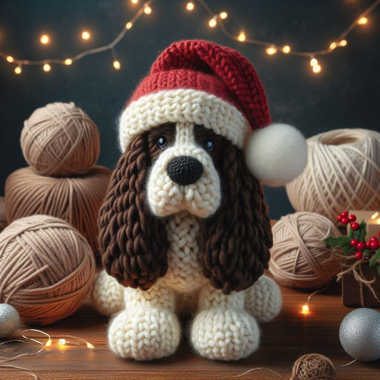 Knitted Springer Christmas Card