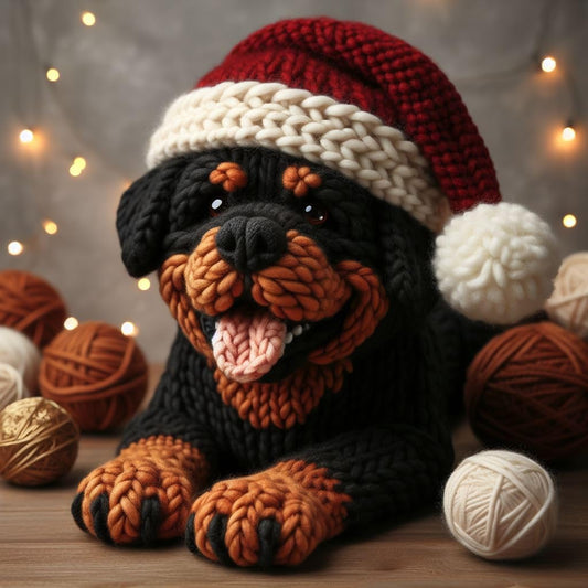Rottweiler Knitted Christmas Card