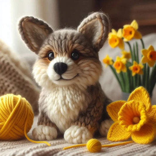 Corgi Daffodil Card
