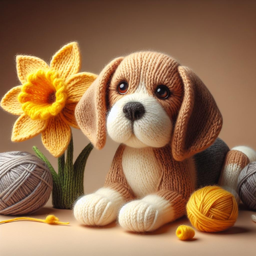 Beagle Daffodil Birthday Card