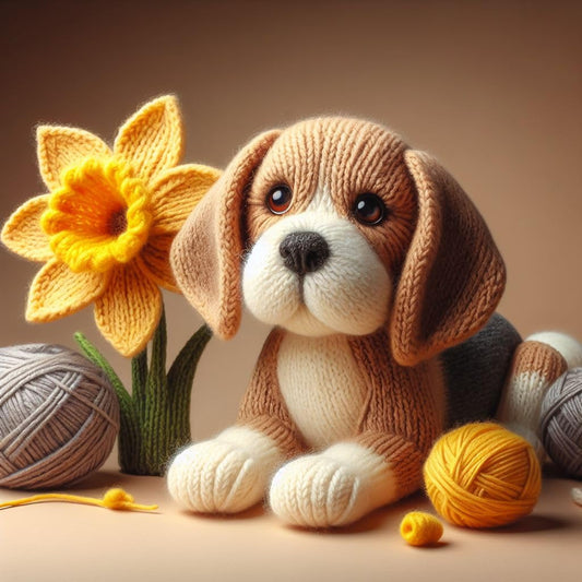 Beagle Daffodil Birthday Card