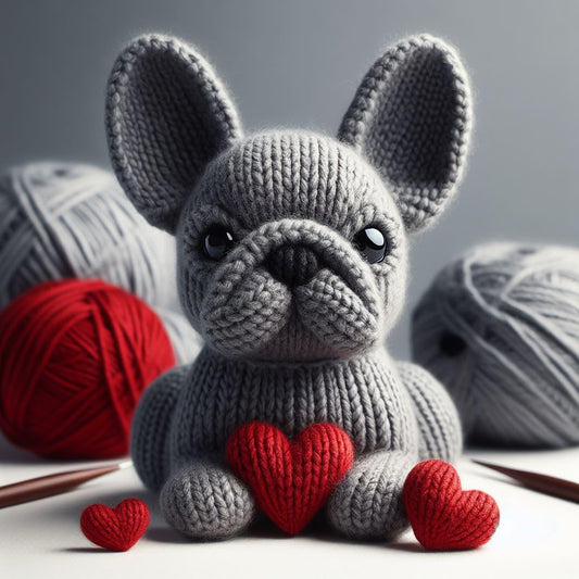 French Bulldog Knitted Card