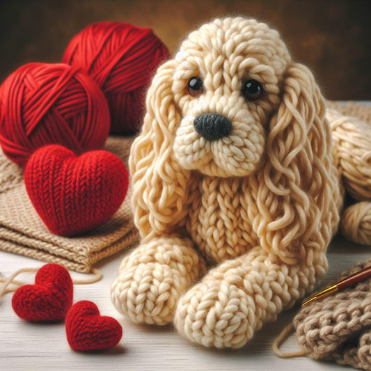 Knitted Cocker Spaniel Valentine Card