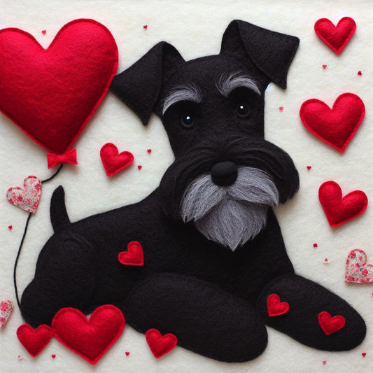 Felt Schnauzer Birthday Card