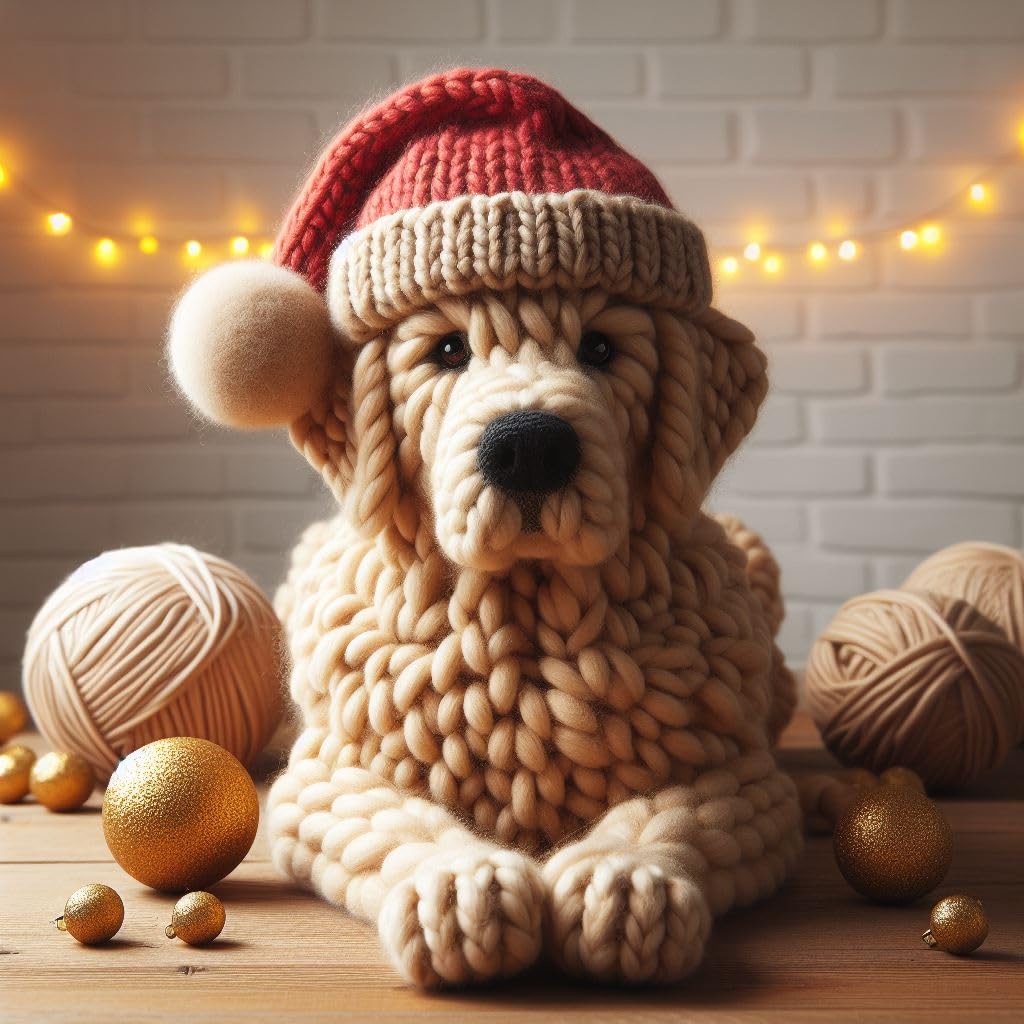 Golden Retriever Knitted Card
