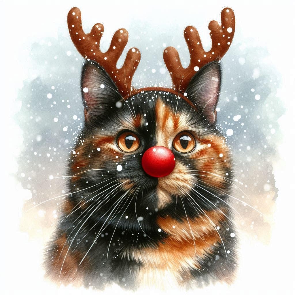 Tortoiseshell Cat Christmas Card