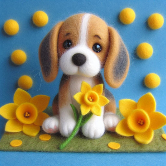Beagle Daffodil Card
