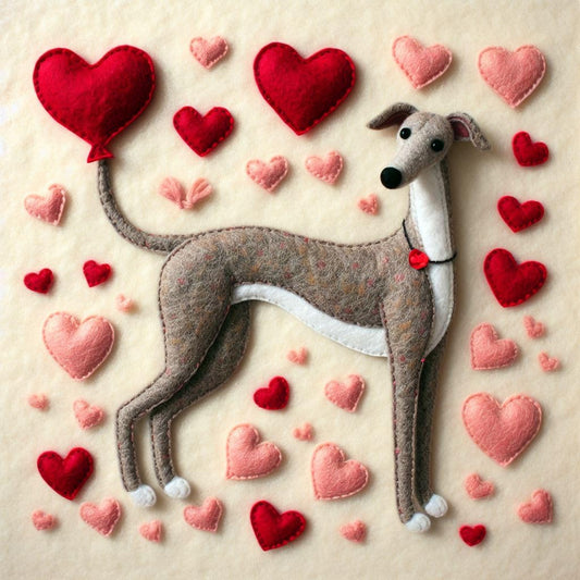 Brown Greyhound Felt Birthday Card