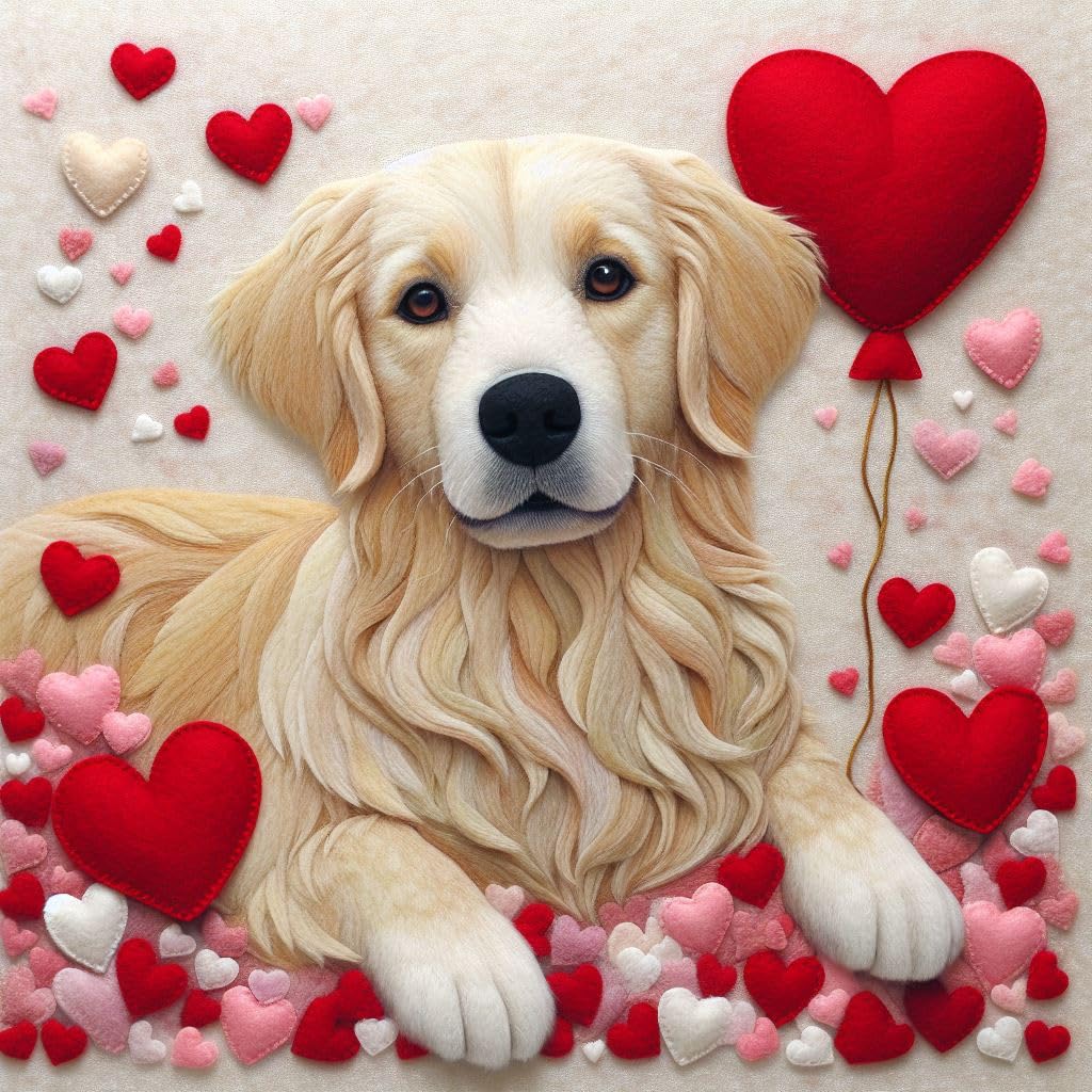 Felt Golden Retriever Card