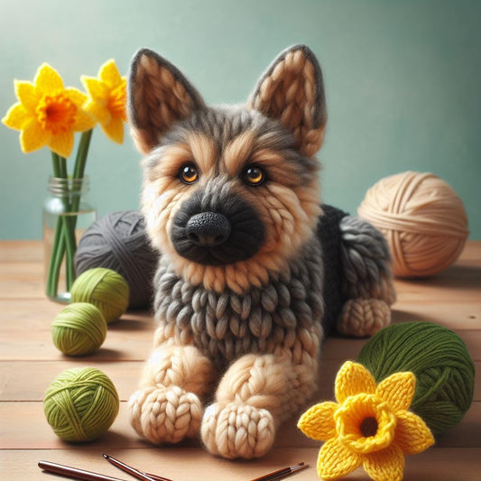 German Shepherd Daffodil Card