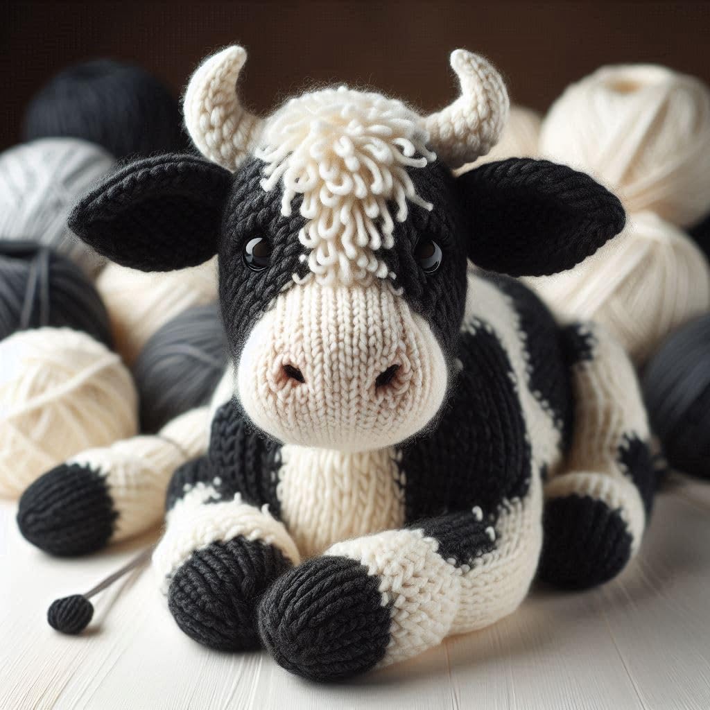 Knitted Cow Blank Card