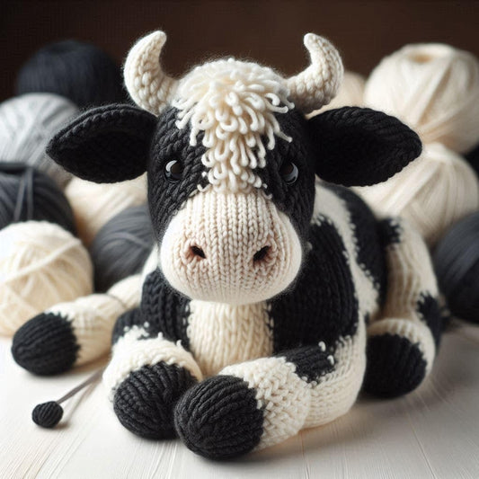 Knitted Cow Blank Card