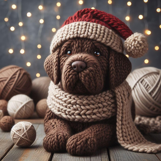 Chocolate Lab Knitted Card