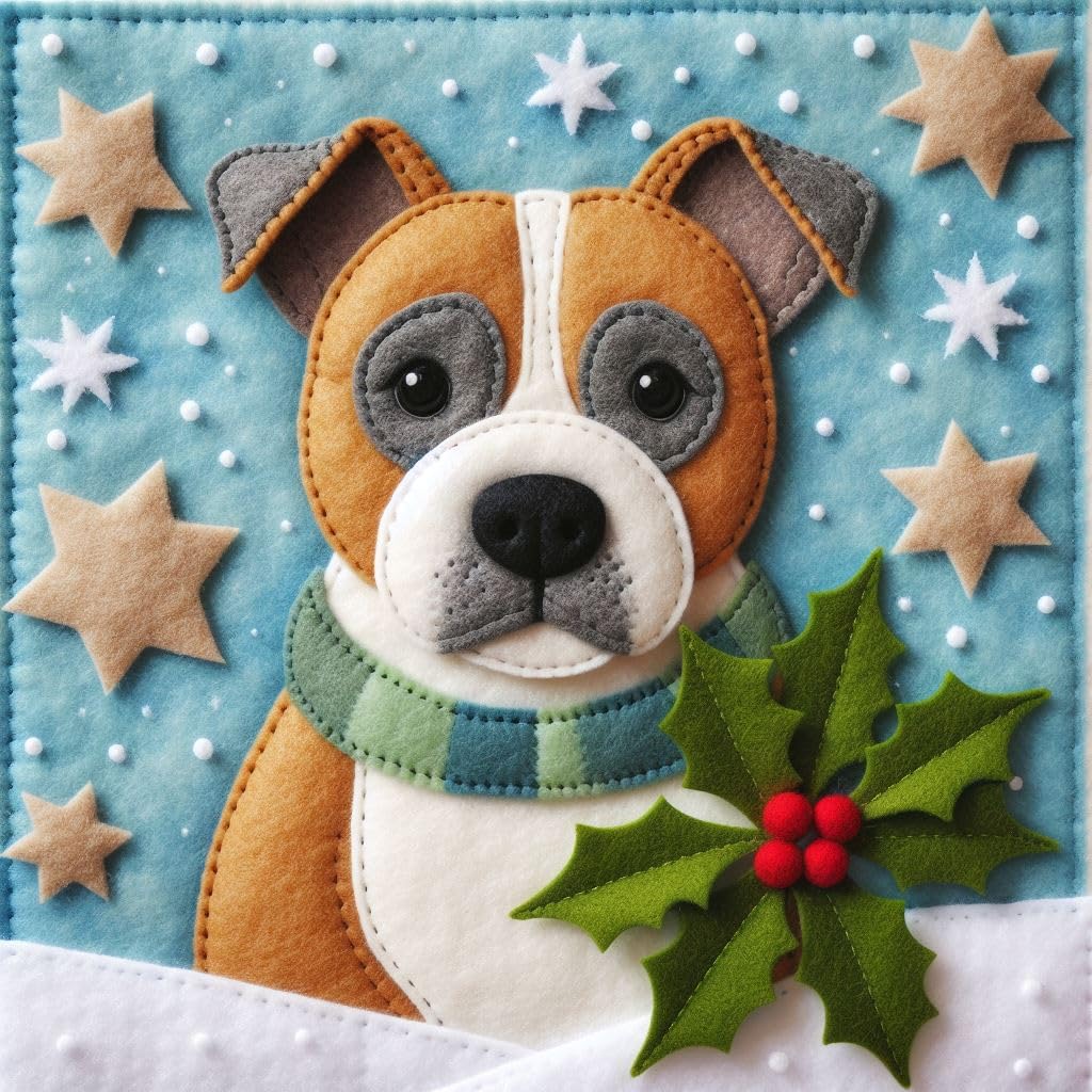 Brown Staffie Christmas Card