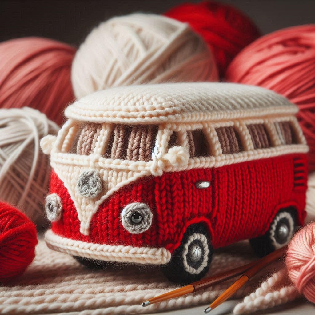 Knitted Campervan Blank Card